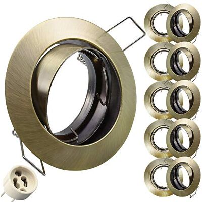 Maxkomfort 10x SET Einbaustrahler + GU10 für 230V alt Messing Schwenkbar rund Einbau Spots Decken Strahler Leuchte Spots Deckenleuchte Lampe Einbauleuchte Einbaurahmen 104S-TP MS Maxkomfort 10x SET Einbaustrahler + GU10 für 230V alt Messing Schwenkbar rund Einbau Spots Decken Strahler Leuchte Spots Deckenleuchte Lampe Einbauleuchte Einbaurahmen 104S-TP MS