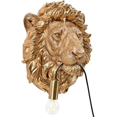 Beliani Wandleuchte Kunstharz gold Glühbirnen-Optik 1-flammig Tiermotiv Löwe Simba Beliani Wandleuchte Kunstharz gold Glühbirnen-Optik 1-flammig Tiermotiv Löwe Simba