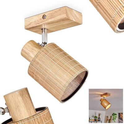 HOFSTEIN Deckenleuchte Kinnared, verstellbare Deckenlampe aus Holz/Metall/Bambus in Natur/Chrom, Leuchte im Boho/skandinavischen Design mit Lichteffekt, E14, Esszimmmer, Schlafzimmer, Wohnzimmer HOFSTEIN Deckenleuchte Kinnared, verstellbare Deckenlampe aus Holz/Metall/Bambus in Natur/Chrom, Leuchte im Boho/skandinavischen Design mit Lichteffekt, E14, Esszimmmer, Schlafzimmer, Wohnzimmer