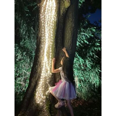 hellum LED Lichterkette Fontäne, beleuchtet 20 Stränge à 5m, Trafo außen Lichterkette außen Strom mit 700 LED warmweiß, mit Blinkfunktion, silbernes Kabel mit transparentem Band <59lm 152838 hellum LED Lichterkette Fontäne, beleuchtet 20 Stränge à 5m, Trafo außen Lichterkette außen Strom mit 700 LED warmweiß, mit Blinkfunktion, silbernes Kabel mit transparentem Band <59lm 152838