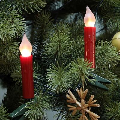 hellum 20er Lichterkette innen rot LED-Filament Wachstropfen Flammeneffekt Made in Germany warmweiß, Weihnachtsbeleuchtung mit Clip, 13,30m beleuchtet, Kabel grün, teilbarer Stecker <59lm 815078 hellum 20er Lichterkette innen rot LED-Filament Wachstropfen Flammeneffekt Made in Germany warmweiß, Weihnachtsbeleuchtung mit Clip, 13,30m beleuchtet, Kabel grün, teilbarer Stecker <59lm 815078