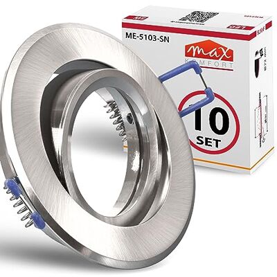 Maxkomfort 10x Einbaustrahler IP20 mit GU10 Fassung RUND eisen gebürstet schwenkbar Einbauspot Einbauleuchte Rahmen Rostfrei Deckenspot Strahler Spot 5103 Maxkomfort 10x Einbaustrahler IP20 mit GU10 Fassung RUND eisen gebürstet schwenkbar Einbauspot Einbauleuchte Rahmen Rostfrei Deckenspot Strahler Spot 5103