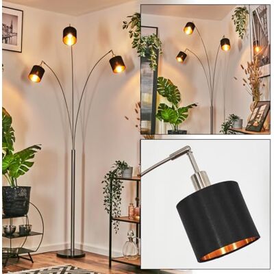 HOFSTEIN Stehleuchte Alsen, moderne Stehlampe mit Marmorfuß aus Metall/Stoff in Schwarz/Nickel-matt/Kupferfarben, verstellbare Leuchte mit Fußschalter, E14, Wohnzimmer, Schlafzimmer, Flur, Büro HOFSTEIN Stehleuchte Alsen, moderne Stehlampe mit Marmorfuß aus Metall/Stoff in Schwarz/Nickel-matt/Kupferfarben, verstellbare Leuchte mit Fußschalter, E14, Wohnzimmer, Schlafzimmer, Flur, Büro
