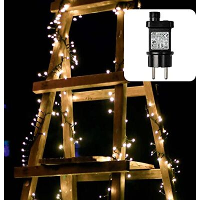 hellum LED Lichterkette außen Cluster, Timer, 15,98m beleuchtet, mit Trafo LED Cluster Lichterkette warmweiß mit 1200 LED, mit Funktionen, Weihnachtsbaumbeleuchtung mit Kabel schwarz <59lm 561050 hellum LED Lichterkette außen Cluster, Timer, 15,98m beleuchtet, mit Trafo LED Cluster Lichterkette warmweiß mit 1200 LED, mit Funktionen, Weihnachtsbaumbeleuchtung mit Kabel schwarz <59lm 561050