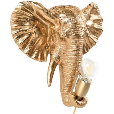 Beliani Wandleuchte Kunstharz gold Glühbirnen-Optik 1-flammig Tiermotiv Elefant Elephanti Beliani Wandleuchte Kunstharz gold Glühbirnen-Optik 1-flammig Tiermotiv Elefant Elephanti