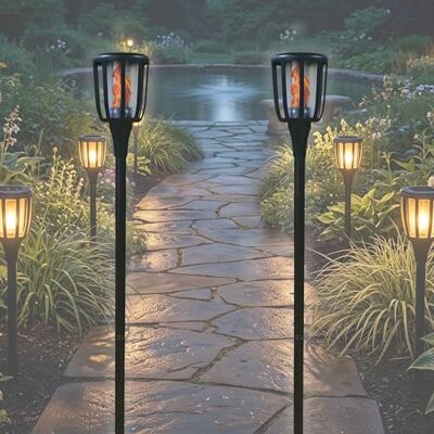 BOLD 2er Set LED Solarfackel mit Flammeneffekt Garten Fackel Metall 149cm BOLD 2er Set LED Solarfackel mit Flammeneffekt Garten Fackel Metall 149cm
