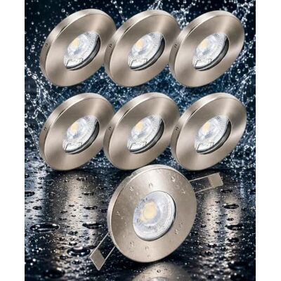 Trango 6er Set 6729IP65-062M6KSD IP65 LED Einbaustrahler aus Edelstahl gebürstet incl. 6x 6000K Tageslicht Weiß (kaltweiß) dimmbar Ultra Flach LED Modul für Bad, Dusche, Deckenstrahler, Deckenlampe Trango 6er Set 6729IP65-062M6KSD IP65 LED Einbaustrahler aus Edelstahl gebürstet incl. 6x 6000K Tageslicht Weiß (kaltweiß) dimmbar Ultra Flach LED Modul für Bad, Dusche, Deckenstrahler, Deckenlampe