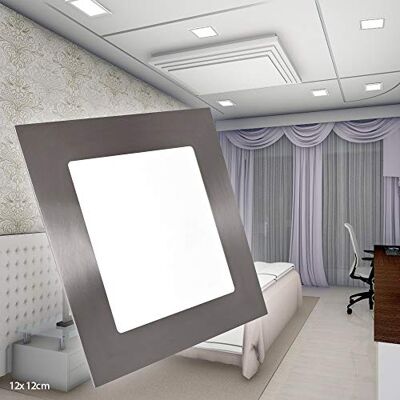 Maxkomfort LED Panel Einbaustrahler Flach Edelstahl-Optik 12W neutralweiß eckig Spot Einbauspot Deckenleuchte Deckenlampe Lampe Leuchte Maxkomfort LED Panel Einbaustrahler Flach Edelstahl-Optik 12W neutralweiß eckig Spot Einbauspot Deckenleuchte Deckenlampe Lampe Leuchte