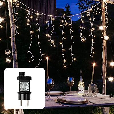 hellum LED Lichtervorhang außen warmweiß mit Trafo, 11,90 x 0,53 m Lichterketten Vorhang mit 480 LED, 120 Stränge mit weißem Kabel, Weihnachtsbeleuchtung außen, Fenster, Terrasse <59lm 577747 hellum LED Lichtervorhang außen warmweiß mit Trafo, 11,90 x 0,53 m Lichterketten Vorhang mit 480 LED, 120 Stränge mit weißem Kabel, Weihnachtsbeleuchtung außen, Fenster, Terrasse <59lm 577747