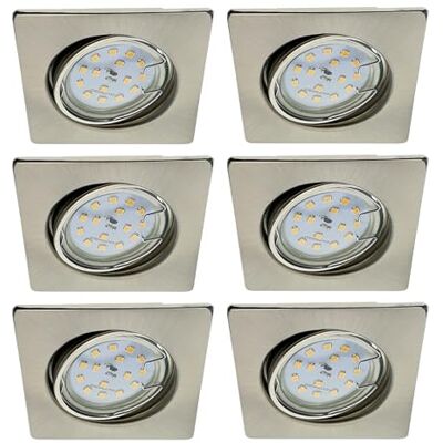 Trango 6er Set 6729-062SMOSD LED Einbaustrahler Nickel matt Eckig inkl. 6x 5 Watt 3 Stufen dimmbar Ultra Flach LED Modul 3000K warmweiß Einbauleuchte, Deckenspot, Einbauspot, Deckenleuchte, Downlight Trango 6er Set 6729-062SMOSD LED Einbaustrahler Nickel matt Eckig inkl. 6x 5 Watt 3 Stufen dimmbar Ultra Flach LED Modul 3000K warmweiß Einbauleuchte, Deckenspot, Einbauspot, Deckenleuchte, Downlight