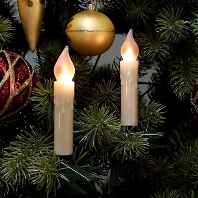hellum Lichterkette innen ivory 20 LED-Filament Wachstropfen Flammeneffekt Made in Germany warmweiß, Lichterkette Christbaum mit Clip, 11,70m beleuchtet, Kabel grün, teilbarer Stecker <59lm 815108 hellum Lichterkette innen ivory 20 LED-Filament Wachstropfen Flammeneffekt Made in Germany warmweiß, Lichterkette Christbaum mit Clip, 11,70m beleuchtet, Kabel grün, teilbarer Stecker <59lm 815108