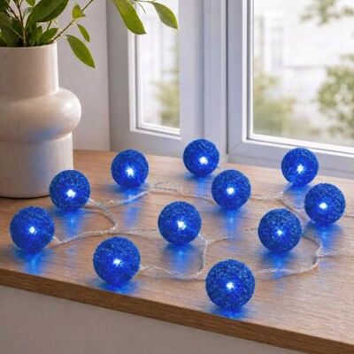 hellum LED Lichterkette Strom, 20 blaue LED, Metallbälle blau, Trafo innen Lichterkette innen strombetrieben mit blauen Drahtkugeln, beleuchtet 2,85m, Kabel transparent, für Wohnzimmer <59lm 576320 hellum LED Lichterkette Strom, 20 blaue LED, Metallbälle blau, Trafo innen Lichterkette innen strombetrieben mit blauen Drahtkugeln, beleuchtet 2,85m, Kabel transparent, für Wohnzimmer <59lm 576320