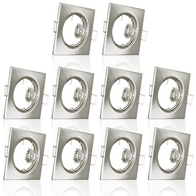 Maxkomfort 10x Einbaustrahler IP20 mit GU10 Fassung ECKIG eisen gebürstet Einbauspot Einbauleuchte Rahmen Rostfrei Deckenspot Strahler Spot 804 Maxkomfort 10x Einbaustrahler IP20 mit GU10 Fassung ECKIG eisen gebürstet Einbauspot Einbauleuchte Rahmen Rostfrei Deckenspot Strahler Spot 804