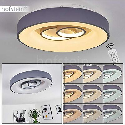 HOFSTEIN LED Deckenleuchte Gabbiana, dimmbare Deckenlampe mit Fernbedienung, runde Zimmerlampe aus Metall in Grau/Weiß, 50 Watt, CCT einstellbar 3000-6000 Kelvin, 200-5000 Lumen HOFSTEIN LED Deckenleuchte Gabbiana, dimmbare Deckenlampe mit Fernbedienung, runde Zimmerlampe aus Metall in Grau/Weiß, 50 Watt, CCT einstellbar 3000-6000 Kelvin, 200-5000 Lumen
