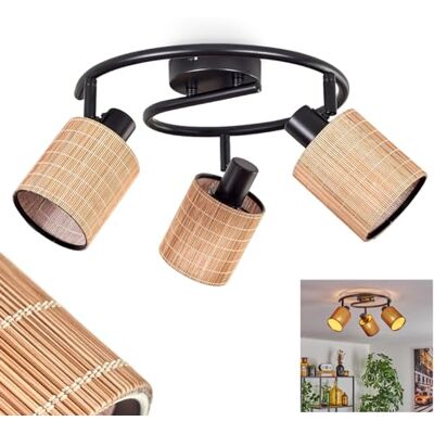 HOFSTEIN Deckenleuchte Kinnared, verstellbare Deckenlampe aus Metall/Bambus in Schwarz/Natur, Leuchte im Boho-Design, Lichteffekt durch Gitter-Optik, 3 x E14, Esszimmmer, Schlafzimmer, Wohnzimmer HOFSTEIN Deckenleuchte Kinnared, verstellbare Deckenlampe aus Metall/Bambus in Schwarz/Natur, Leuchte im Boho-Design, Lichteffekt durch Gitter-Optik, 3 x E14, Esszimmmer, Schlafzimmer, Wohnzimmer