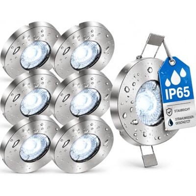 Trango 6er Set 6729IP65-069M6KSD IP65 LED Einbaustrahler in ALU gebürstet inkl. 6x 6000K Tageslicht Weiß (kaltweiß) dimmbar Ultra Flach LED Modul für Bad, Dusche, Einbauspots, Deckenlampe, Spots Trango 6er Set 6729IP65-069M6KSD IP65 LED Einbaustrahler in ALU gebürstet inkl. 6x 6000K Tageslicht Weiß (kaltweiß) dimmbar Ultra Flach LED Modul für Bad, Dusche, Einbauspots, Deckenlampe, Spots