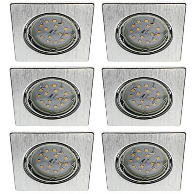 Trango 6er Set 6729-069SMOSD LED Einbaustrahler Aluminium gebürstet Eckig inkl. 6x 5 Watt 3 Stufen dimmbar Ultra Flach LED Modul 3000K warmweiß, Einbauleuchte, Deckenspot, Einbauspot, Deckenleuchte Trango 6er Set 6729-069SMOSD LED Einbaustrahler Aluminium gebürstet Eckig inkl. 6x 5 Watt 3 Stufen dimmbar Ultra Flach LED Modul 3000K warmweiß, Einbauleuchte, Deckenspot, Einbauspot, Deckenleuchte