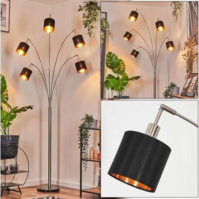 HOFSTEIN Stehleuchte Alsen, moderne Stehlampe mit Marmorfuß aus Metall/Stoff in Schwarz/Nickel-matt/Kupfer, verstellbare Leuchte mit Fußschalter, E14, Wohnzimmer, Schlafzimmer, Flur, Büro HOFSTEIN Stehleuchte Alsen, moderne Stehlampe mit Marmorfuß aus Metall/Stoff in Schwarz/Nickel-matt/Kupfer, verstellbare Leuchte mit Fußschalter, E14, Wohnzimmer, Schlafzimmer, Flur, Büro