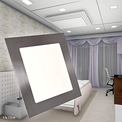 Maxkomfort LED Panel Einbaustrahler Flach Edelstahl-Optik 12W warmweiß eckig Spot Einbauspot Deckenleuchte Deckenlampe Lampe Leuchte Maxkomfort LED Panel Einbaustrahler Flach Edelstahl-Optik 12W warmweiß eckig Spot Einbauspot Deckenleuchte Deckenlampe Lampe Leuchte