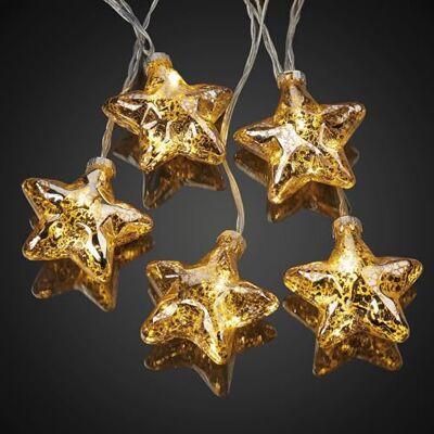 hellum LED Lichterkette Batterie Glassterne (3xAA), innen, 10 LED warmweiß Lichterkette innen klein mit Sternen Antikfinish, Kabel transparent, beleuchtet 1,80m, als Sternenkette Fenster, Tisch 152739 hellum LED Lichterkette Batterie Glassterne (3xAA), innen, 10 LED warmweiß Lichterkette innen klein mit Sternen Antikfinish, Kabel transparent, beleuchtet 1,80m, als Sternenkette Fenster, Tisch 152739