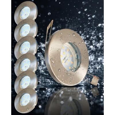 Trango 6er Set 6729IP65-062MO LED Einbaustrahler IP65 aus Edelstahl gebürstet inkl. 6x 5 Watt 3000K warmweiß Ultra Flach LED Modul für Bad, Dusche, Einbauspots, Deckenstrahler, Deckenlampe, Badleuchte Trango 6er Set 6729IP65-062MO LED Einbaustrahler IP65 aus Edelstahl gebürstet inkl. 6x 5 Watt 3000K warmweiß Ultra Flach LED Modul für Bad, Dusche, Einbauspots, Deckenstrahler, Deckenlampe, Badleuchte