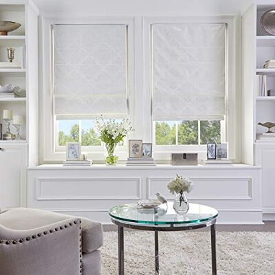 Curtainworks Lampenschirm für Fenster, Damast, 68,6 cm B x 162,6 cm L, elfenbeinfarben Curtainworks Lampenschirm für Fenster, Damast, 68,6 cm B x 162,6 cm L, elfenbeinfarben
