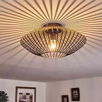 HOFSTEIN Deckenleuchte Wemude, Deckenlampe, Metall Wohnzimmer Moderne Lampe Wohnzimmer und Schlafzimmer, 1-flammig, Schwarz, E27-Fassung, Retro-Leuchte, Spannendem Lichteffekt, Gitter-Optik, Ø 40 cm HOFSTEIN Deckenleuchte Wemude, Deckenlampe, Metall Wohnzimmer Moderne Lampe Wohnzimmer und Schlafzimmer, 1-flammig, Schwarz, E27-Fassung, Retro-Leuchte, Spannendem Lichteffekt, Gitter-Optik, Ø 40 cm