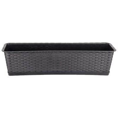 BigDean Blumenkasten mit Untersetzer 70 cm lang Rattan-Optik anthrazit Balkon Pflanzkasten schmal Balkonkasten aus PP-Kunststoff Wetterfest & Langlebig BigDean Blumenkasten mit Untersetzer 70 cm lang Rattan-Optik anthrazit Balkon Pflanzkasten schmal Balkonkasten aus PP-Kunststoff Wetterfest & Langlebig