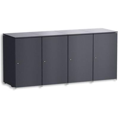 Metzler Mülltonnenbox 4er 240L in Eisenglimmer Für 4 Tonnen aus Aluminium rostfrei & abschließbar Mülltonnenverkleidung außen mit Automatikdeckel & höhenverstellbare Füße Müllbox für Garten Metzler Mülltonnenbox 4er 240L in Eisenglimmer Für 4 Tonnen aus Aluminium rostfrei & abschließbar Mülltonnenverkleidung außen mit Automatikdeckel & höhenverstellbare Füße Müllbox für Garten