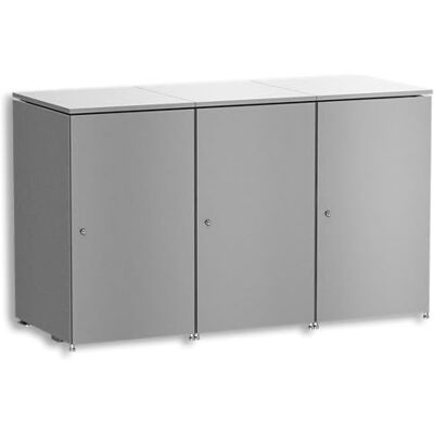 Metzler Mülltonnenbox 3er 240L in Graualuminium Für 3 Tonnen aus Aluminium rostfrei & abschließbar Mülltonnenverkleidung außen mit Automatikdeckel & höhenverstellbare Füße Müllbox für Garten Metzler Mülltonnenbox 3er 240L in Graualuminium Für 3 Tonnen aus Aluminium rostfrei & abschließbar Mülltonnenverkleidung außen mit Automatikdeckel & höhenverstellbare Füße Müllbox für Garten