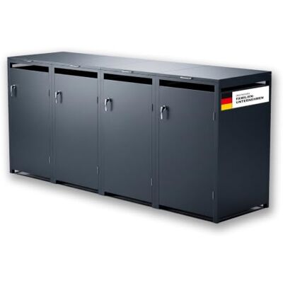 Metzler Mülltonnenbox 4er 240L aus massivem und pulverbeschichtetem Stahl in Anthrazit Mülltonnenverkleidung für 4 Tonnen Abfallbehälter Verkleidung abschließbar Müllbox Tonnenhaus Metzler Mülltonnenbox 4er 240L aus massivem und pulverbeschichtetem Stahl in Anthrazit Mülltonnenverkleidung für 4 Tonnen Abfallbehälter Verkleidung abschließbar Müllbox Tonnenhaus