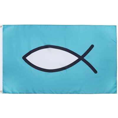 AZ FLAG Flagge Christlicher Fisch Ichtus 150x90 cm Christlicher Fahne 100% Polyester mit Messing-Ösen 110g AZ FLAG Flagge Christlicher Fisch Ichtus 150x90 cm Christlicher Fahne 100% Polyester mit Messing-Ösen 110g