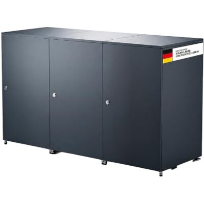 Metzler Mülltonnenbox 3er 240L in Anthrazit Für 3 Tonnen aus Aluminium rostfrei & abschließbar Mülltonnenverkleidung außen mit Automatikdeckel & höhenverstellbare Füße Müllbox für Garten Metzler Mülltonnenbox 3er 240L in Anthrazit Für 3 Tonnen aus Aluminium rostfrei & abschließbar Mülltonnenverkleidung außen mit Automatikdeckel & höhenverstellbare Füße Müllbox für Garten