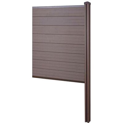 Mendler WPC-Sichtschutz Sarthe-AM Erweiterungselement schmal 98cm braun Zaun Windschutz, WPC-Pfosten zum Einbetonieren Mendler WPC-Sichtschutz Sarthe-AM Erweiterungselement schmal 98cm braun Zaun Windschutz, WPC-Pfosten zum Einbetonieren