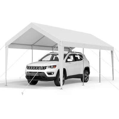 VEVOR Carport, 3,05x6,09x2,87 m Autoüberdachung, Zeltgarage, Garagenzelt, verzinkter Autounterstand, UV-beständig, Ganzjahresschutz, Lagerschuppen für Auto, Boot, Motorrad, Weiß VEVOR Carport, 3,05x6,09x2,87 m Autoüberdachung, Zeltgarage, Garagenzelt, verzinkter Autounterstand, UV-beständig, Ganzjahresschutz, Lagerschuppen für Auto, Boot, Motorrad, Weiß