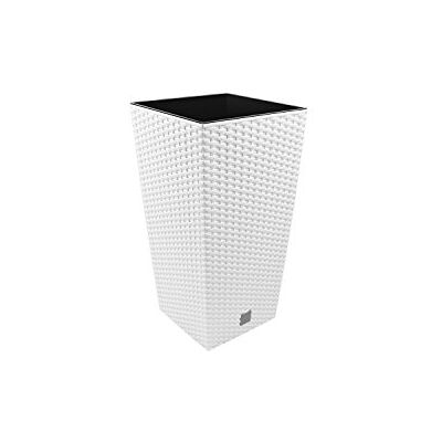 Prosperplast Blumenkübel ca. 7 L Rattan Optik inkl. Einsatz Weiss Kunststoff Rattan Eckig h-325 mm Prosperplast Blumenkübel ca. 7 L Rattan Optik inkl. Einsatz Weiss Kunststoff Rattan Eckig h-325 mm