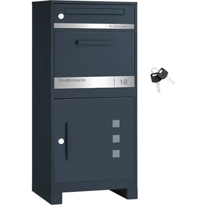 SONGMICS Paketbox, Briefkasten mit Paketfach, personalisiert, Stahl Paketbriefkasten, Paketkasten XXL, für Briefe, Pakete, Schloss mit Abdeckung, 2 Schlüssel, anthrazit SONGMICS Paketbox, Briefkasten mit Paketfach, personalisiert, Stahl Paketbriefkasten, Paketkasten XXL, für Briefe, Pakete, Schloss mit Abdeckung, 2 Schlüssel, anthrazit