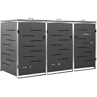 vidaXL Mülltonnenbox für 3 Tonnen Abschließbar Rostfrei Müllbox Mülltonnenverkleidung Mülltonne Müllcontainer Gartenbox 207x77,5x115cm Edelstahl vidaXL Mülltonnenbox für 3 Tonnen Abschließbar Rostfrei Müllbox Mülltonnenverkleidung Mülltonne Müllcontainer Gartenbox 207x77,5x115cm Edelstahl