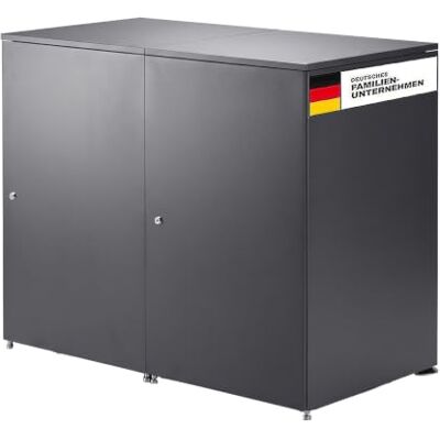 Metzler Mülltonnenbox 2er 240L in Eisenglimmer Für 2 Tonnen aus Aluminium rostfrei & abschließbar Mülltonnenverkleidung außen mit Automatikdeckel & höhenverstellbare Füße Müllbox für Garten Metzler Mülltonnenbox 2er 240L in Eisenglimmer Für 2 Tonnen aus Aluminium rostfrei & abschließbar Mülltonnenverkleidung außen mit Automatikdeckel & höhenverstellbare Füße Müllbox für Garten