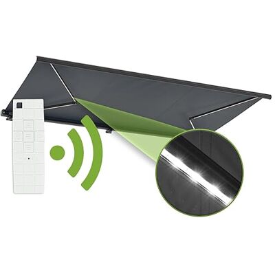 empasa Elektrische Vollkassettenmarkise Profi mit LED Beleuchtung Markise Kassettenmarkise Gelenkarmmarkise Sonnenschutz mit Fernbedienung, komplett vormontiert, Farbe:anthrazit, Größe:350 x 300 cm empasa Elektrische Vollkassettenmarkise Profi mit LED Beleuchtung Markise Kassettenmarkise Gelenkarmmarkise Sonnenschutz mit Fernbedienung, komplett vormontiert, Farbe:anthrazit, Größe:350 x 300 cm