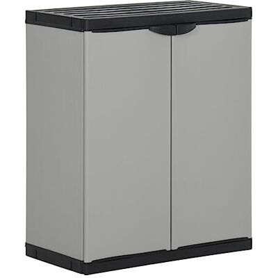 vidaXL Mülltonnenbox Grau und Schwarz 68x40x85 cm PP vidaXL Mülltonnenbox Grau und Schwarz 68x40x85 cm PP