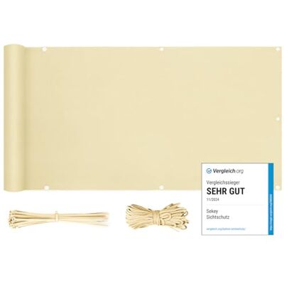 Sekey Balkon Sichtschutz Balkonabdeckung Balkonverkleidung blickdichte Wind- und UV-Schutz, 100% Privatsphäre, mit Ösen, Nylon Kabelbinder und Kordel, 120 x300cm Beige Sekey Balkon Sichtschutz Balkonabdeckung Balkonverkleidung blickdichte Wind- und UV-Schutz, 100% Privatsphäre, mit Ösen, Nylon Kabelbinder und Kordel, 120 x300cm Beige