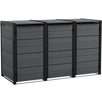 Keter Mülltonnenbox Hide Away 720 Liter, flexibel erweiterbar Stahlrahmen mit Gasdruckfedern Anthrazit naturgetreue Holzoptik wetterfest & wartungsfrei belüftet Keter Mülltonnenbox Hide Away 720 Liter, flexibel erweiterbar Stahlrahmen mit Gasdruckfedern Anthrazit naturgetreue Holzoptik wetterfest & wartungsfrei belüftet