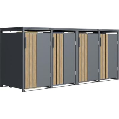 ESTEXO Mülltonnenbox für 4 Tonnen Mülltonnenverkleidung mit Deckel Anthrazit mit Holzdekor Aufbewahrungsbox Müllbox ESTEXO Mülltonnenbox für 4 Tonnen Mülltonnenverkleidung mit Deckel Anthrazit mit Holzdekor Aufbewahrungsbox Müllbox