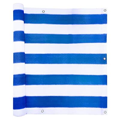 jarolift Balkonbespannung Basic, Balkon Sichtschutz Windschutz Sonnenschutz Balkon-Verkleidung, Atmungsaktiv, 500 x 90cm (24 Ösen) Dunkelgrün Weiß Blau jarolift Balkonbespannung Basic, Balkon Sichtschutz Windschutz Sonnenschutz Balkon-Verkleidung, Atmungsaktiv, 500 x 90cm (24 Ösen) Dunkelgrün Weiß Blau