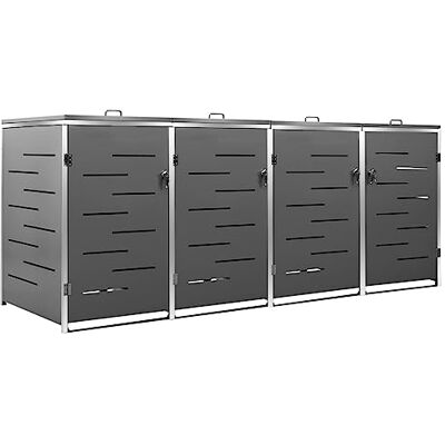 vidaXL Mülltonnenbox für 4 Tonnen Abschließbar Rostfrei Müllbox Mülltonnenverkleidung Mülltonne Müllcontainer Gartenbox 276,5x77,5x115,5cm Edelstahl vidaXL Mülltonnenbox für 4 Tonnen Abschließbar Rostfrei Müllbox Mülltonnenverkleidung Mülltonne Müllcontainer Gartenbox 276,5x77,5x115,5cm Edelstahl
