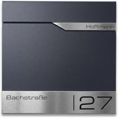 Metzler ® Briefkasten Anthrazit mit Zeitungsfach, personalisiert mit Lasergravur, Wandbriefkasten mit austauschbarem Edelstahl-Namensschild, rostfreier moderner Postkasten,10 Jahre Ersatzteile, Siebert Metzler ® Briefkasten Anthrazit mit Zeitungsfach, personalisiert mit Lasergravur, Wandbriefkasten mit austauschbarem Edelstahl-Namensschild, rostfreier moderner Postkasten,10 Jahre Ersatzteile, Siebert