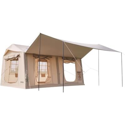 VEVOR Aufblasbares Zelt Luftzelt 5-8 Personen mit Pumpe & Sonnendach Beige Für Outdoor-Aktivität Wasserabweisendes 420D Oxford-Gewebe mit Dachfenster Ofenrohrdurchführung & Netzfenster Windstabil VEVOR Aufblasbares Zelt Luftzelt 5-8 Personen mit Pumpe & Sonnendach Beige Für Outdoor-Aktivität Wasserabweisendes 420D Oxford-Gewebe mit Dachfenster Ofenrohrdurchführung & Netzfenster Windstabil
