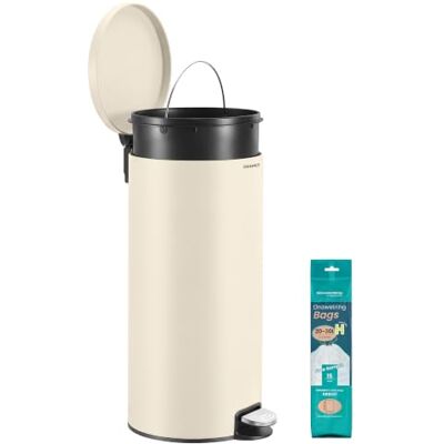 SONGMICS Mülleimer Küche, mit Deckel, Softclose, Beige, 30 L Abfallbehälter Küche, 29,5 x 37,1 x 63 cm, 15 Müllbeutel, Tretmülleimer, PLUSHIC Kollektion LTB031AZ02 SONGMICS Mülleimer Küche, mit Deckel, Softclose, Beige, 30 L Abfallbehälter Küche, 29,5 x 37,1 x 63 cm, 15 Müllbeutel, Tretmülleimer, PLUSHIC Kollektion LTB031AZ02