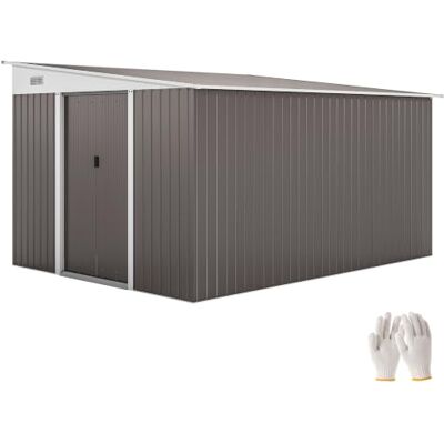 Outsunny Metall Gerätehaus 19,4m³ Pultdach 280x345x201cm Anthrazit, Grau Geräteschuppen, Schiebetür, Wetterfest, Gartenhaus, Outdoor Schrank, Schuppen, für Hinterhof Außenbereich Garten Outsunny Metall Gerätehaus 19,4m³ Pultdach 280x345x201cm Anthrazit, Grau Geräteschuppen, Schiebetür, Wetterfest, Gartenhaus, Outdoor Schrank, Schuppen, für Hinterhof Außenbereich Garten